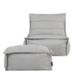 Dolce Indoor Outdoor Bean Bag Lounger And Footstool Grey Patio Chairs, Grey