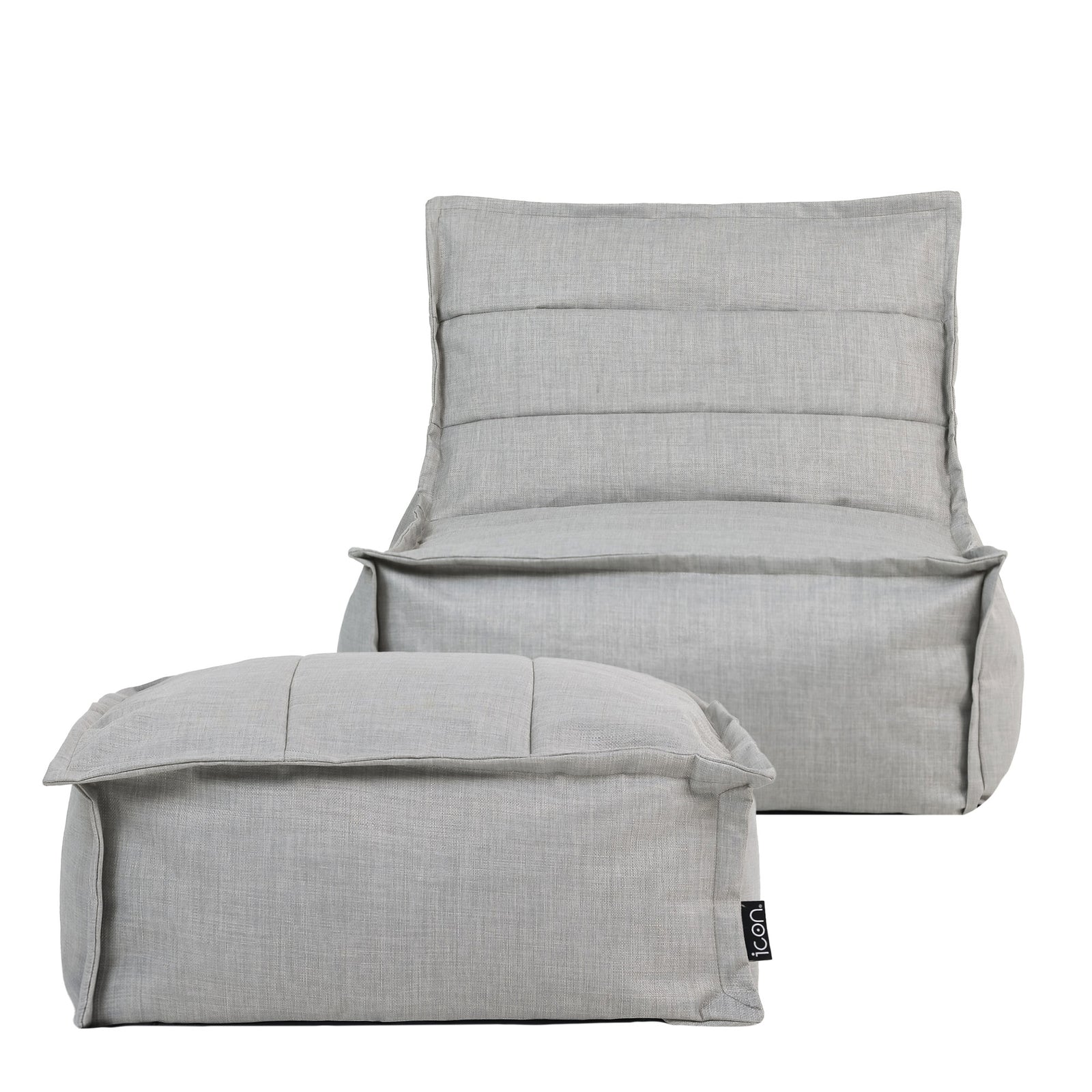Dolce Indoor Outdoor Bean Bag Lounger And Footstool Grey Patio Chairs, Grey