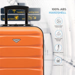 55x35x20cm Cabin Carry On Suitcase Hard Shell Overhead Luggage 100+ Airlines Approved | Cabin | Orange & Black