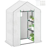 Walk-in Greenhouse W/ 4/8 Shelves, Outdoor Small Greenhouse | Medium | White