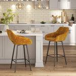 Velvet-touch Bar Stools Counter Set Of 2 | Brown