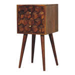 Solid Wood Mini Chestnut Cube 2 Drawer Bedside
