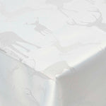Sparkling Stag Pattern Christmas Table Cloth | 132 x 229cm | Silver