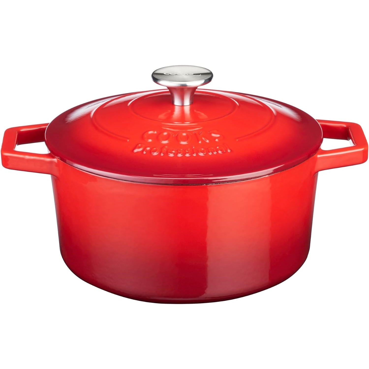 Cast Iron Casserole Set Of 2 20cm & 28cm / 2.8l & 4.3l Dishes Oven Proof Enamelled Cast Iron Pans With Lids | Red