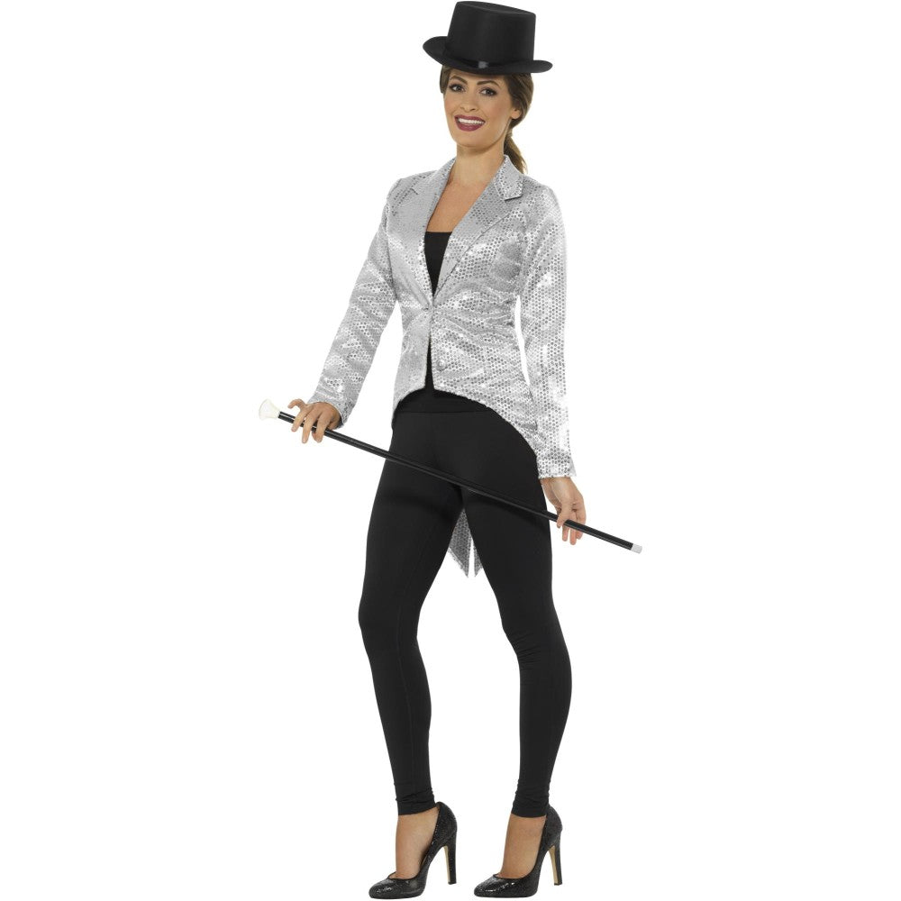 Sequin Tailcoat Jacket, Ladies | Small | Silver