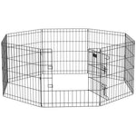 24" Pet Dog Playpen, Puppy Cage, Eight-panel Metal Fence, Run, Garden
