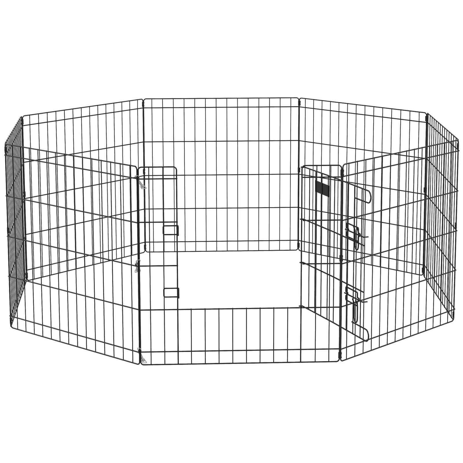 24" Pet Dog Playpen, Puppy Cage, Eight-panel Metal Fence, Run, Garden