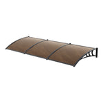 1-2.7m Curved Outdoor Door Window Awning Canopy - Transparent Brown PET Plastic Elegant Sun Rain Cover | XXL | Brown