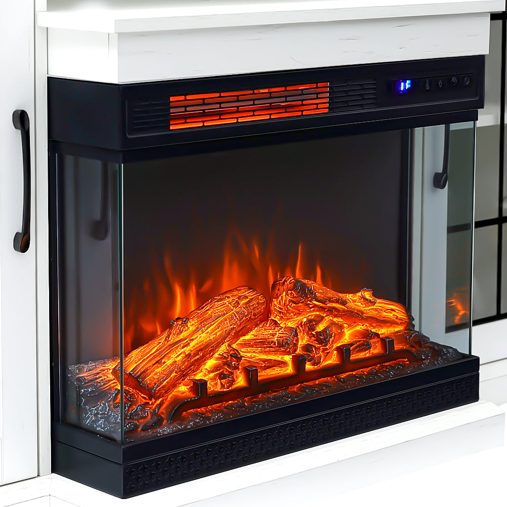 3-sided Electric Fireplace Suite With Fire Surround, Tv Stand Cabinet & Storage Shelf Heater