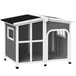 Wooden Dog Kennel, Dog House With Removable Floor, Asphalt And Openable Roof | Charcoal Gray