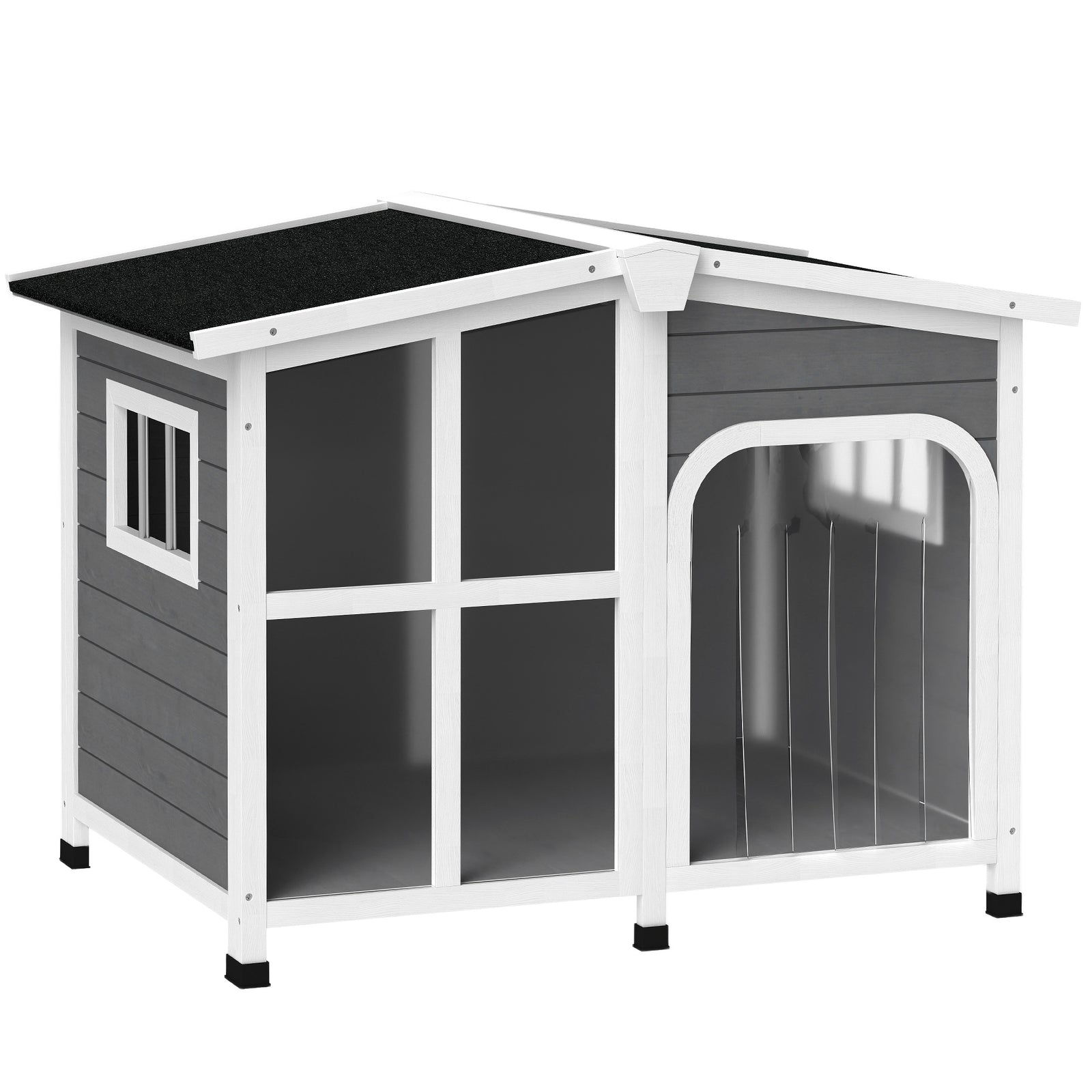 Wooden Dog Kennel, Dog House With Removable Floor, Asphalt And Openable Roof | Charcoal Gray