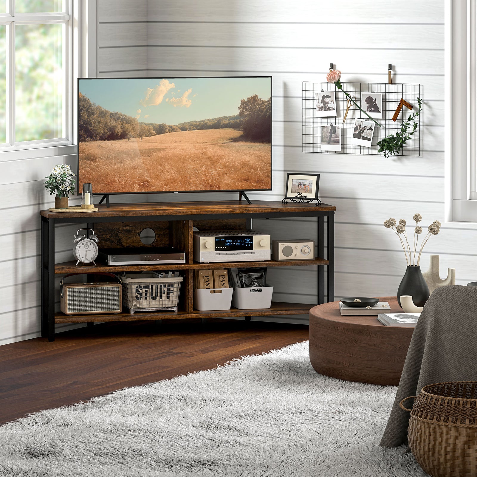 50" Tv Stand Cabinet, Tv Unit With Storage Shelves