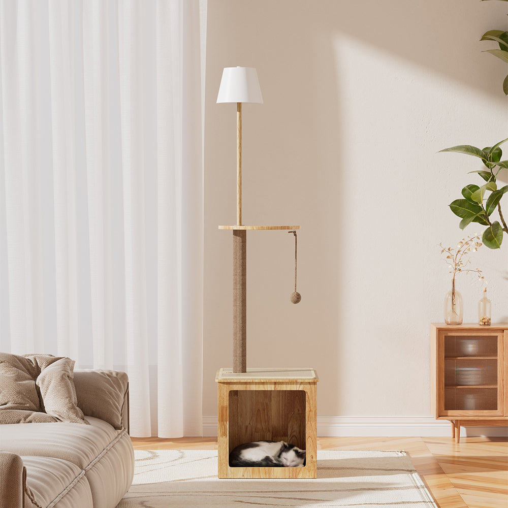 2-in-1 Cat Climbing Frame Floor Lamp