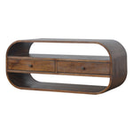 Solid Wood Chestnut Curved Edge Media Unit With 2 Drawers