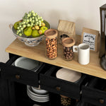 Sideboard Buffet Cabinet With Rubber Wood Top And Drawers | Black