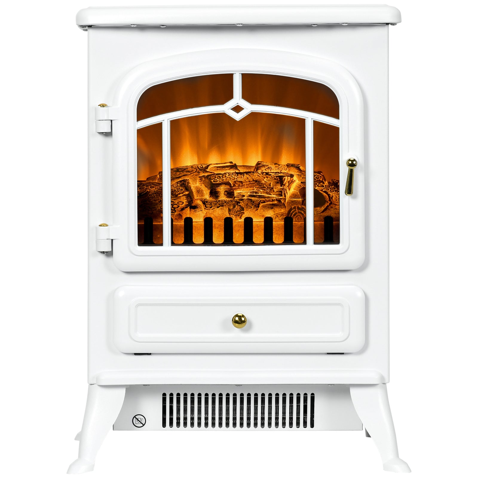 Fireplace Stove Heater Log Burning Flame Electric 950/1850w | One Size | White