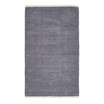 Plain Chenille 100% Cotton  Rug With Natural Trim | 150cm x 95cm | Dark Grey