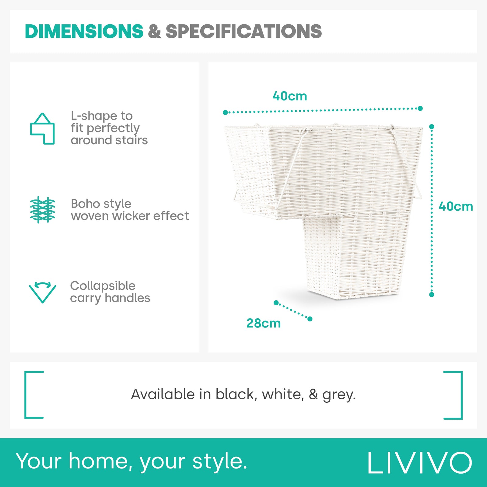 Stair Storage Basket - White