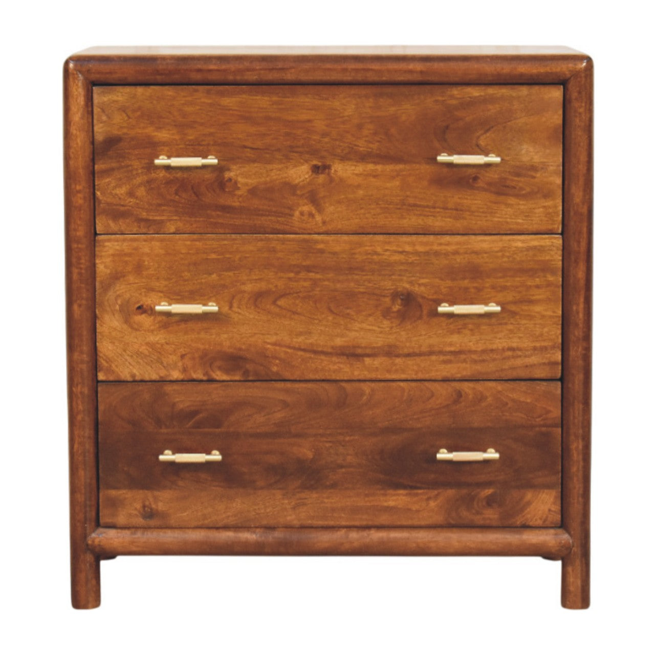 Solid Wood Regency Chest, 3 Drawers, Dark Brown