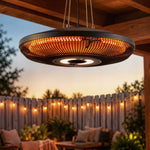 2000 W Hanging Electric Patio Heater With Led Light, Ip65, Black