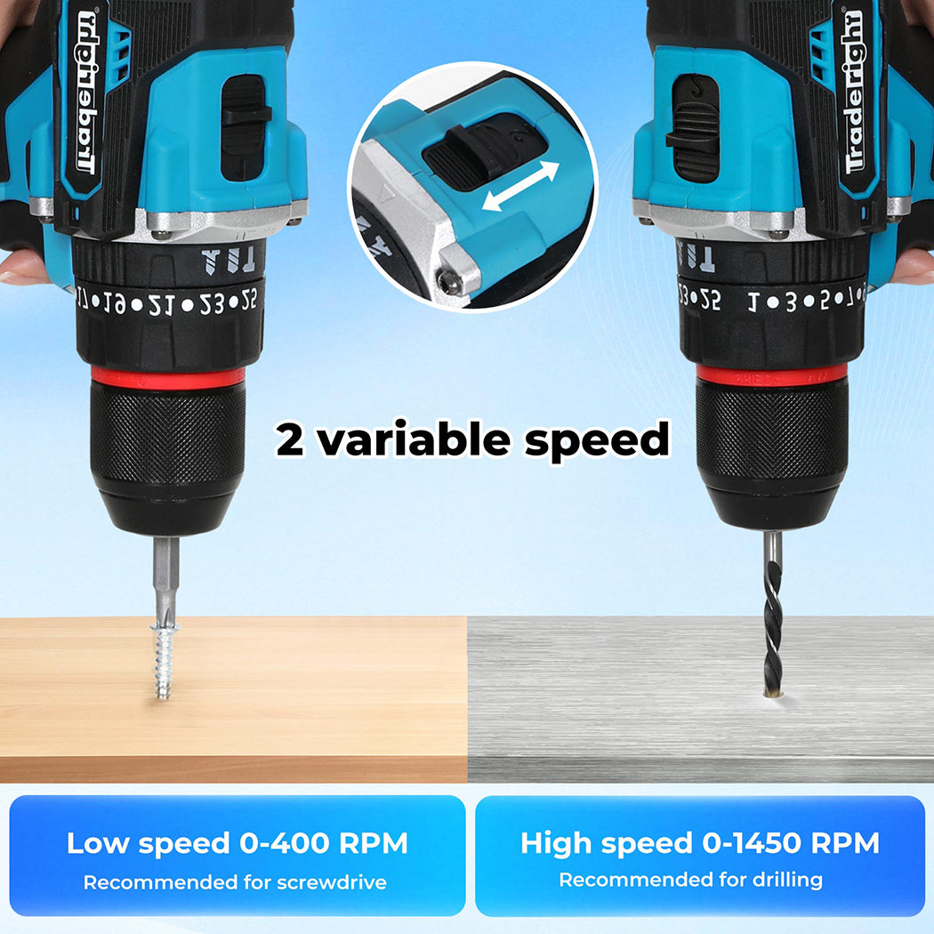 96 In 1 Cordless Electric Drill Set Driver Screwdriver Rechargeable | Blue