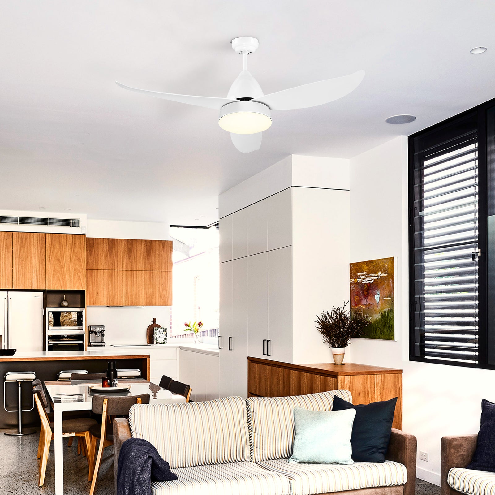 Reversible Ceiling Fan With Light, 3 Blades, Mount Lighting
