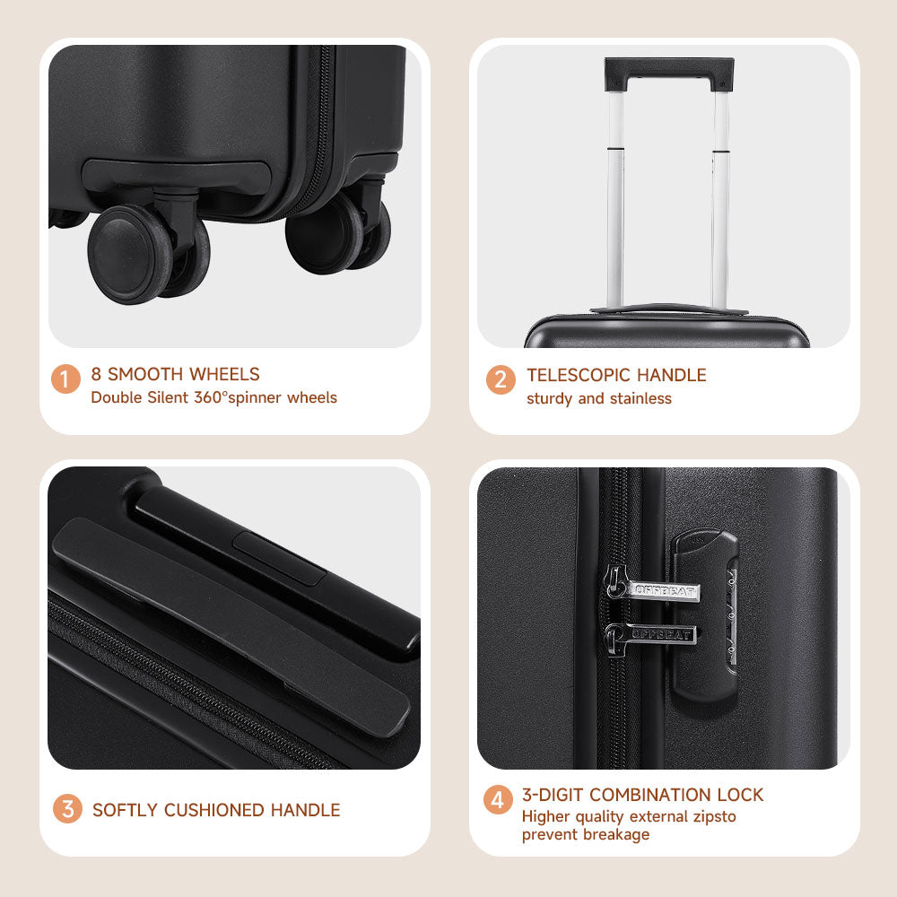 Hardside Carry-on Suitcase With Spinner Wheels | Black