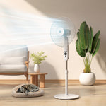 HOMCOM 18" Pedestal Fan With Sleep Mode, Oscillating Standing Fan, White