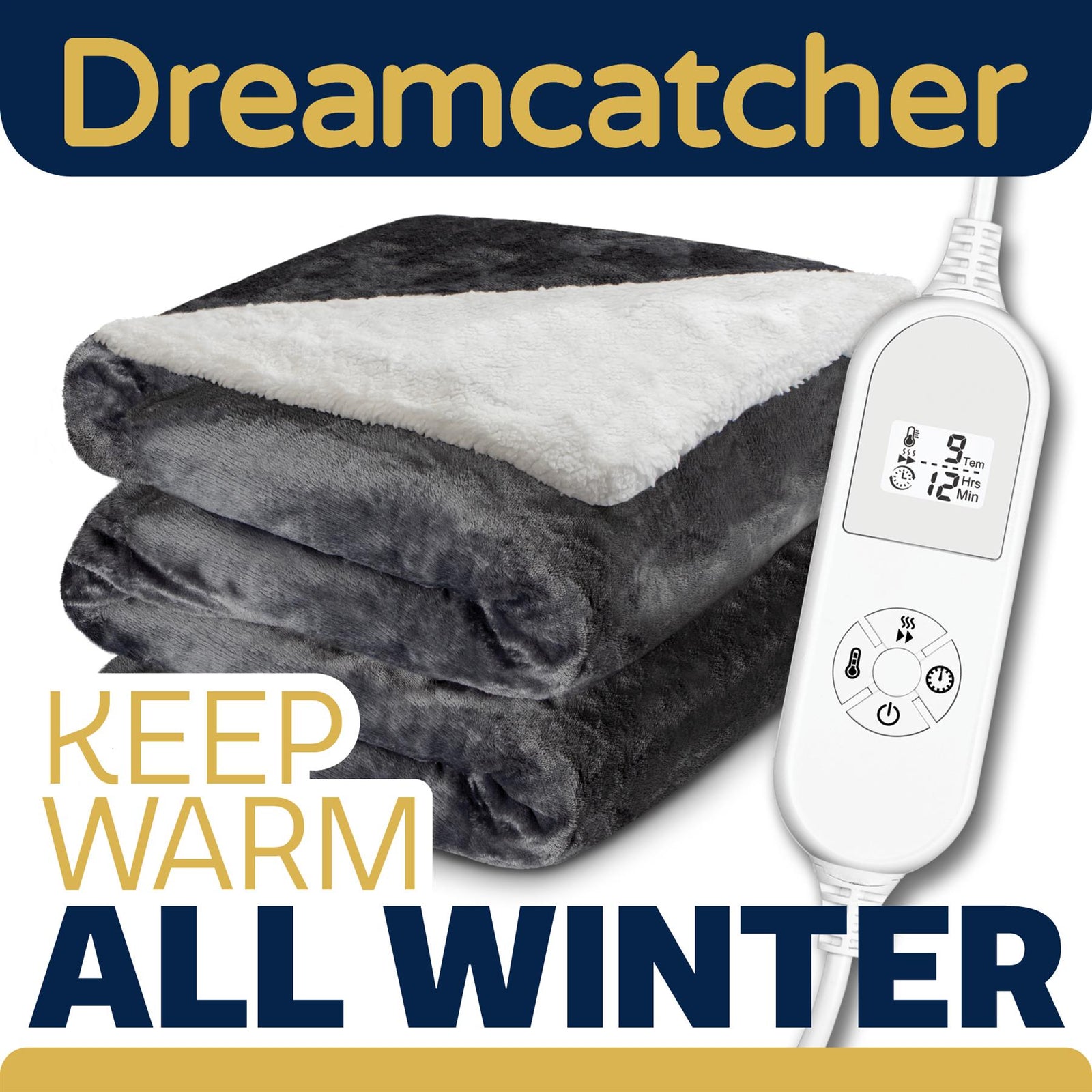Sherpa Fleece Electric Heated Throw Over Blanket Double Polyester 160cm X 120cm | L | Grey