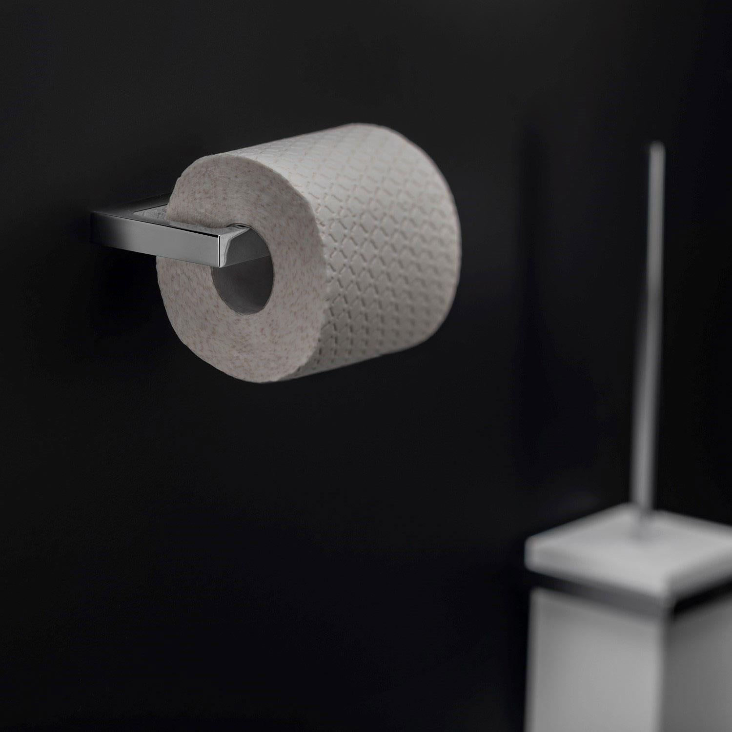 Toilet Roll Holder, Silver Gloss Wall-mounted 8,5 Cm Collection The Grid