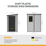 Breeins 5x4 Ft Pent Roof Garden Plastic Storage Shed