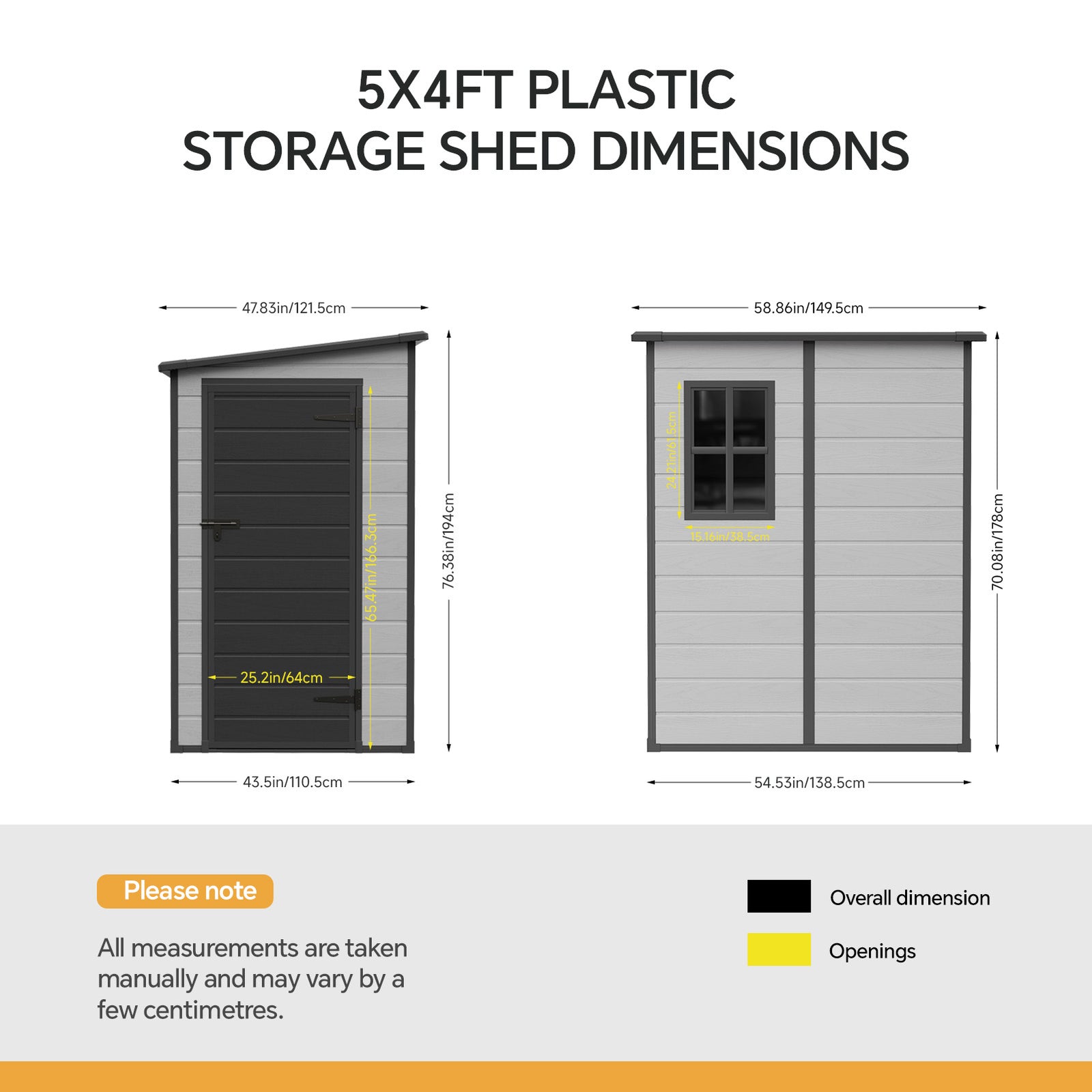 Breeins 5x4 Ft Pent Roof Garden Plastic Storage Shed