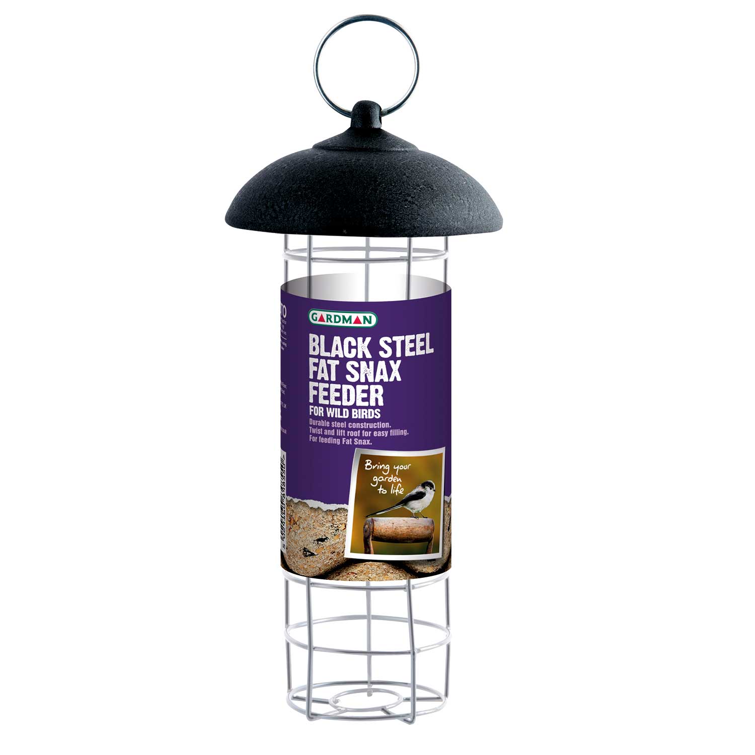 Steel Fat Snax Feeder, Antimicrobial Metal, Holds 4 Fat Snax | Black