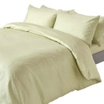 Egyptian Cotton Stripe Duvet Cover With Pillowcase, 330 Tc | Single | Sage Green