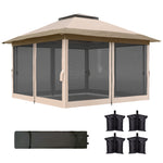 3.6x3.6m Pop Up Gazebo, Mesh Sides, Upf50+ | Beige