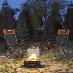 Reclining Folding Camping Chair Set, Orange/black