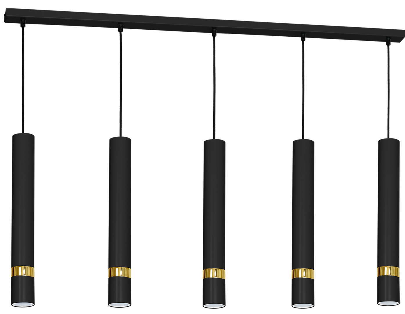 Joker Contemporary Pendant Lamp 5xgu10 Hand Made Cylindrical Style Light | Black & Gold