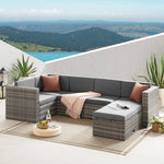 Stylish Tatton Grey Rattan 6-seater Corner Sofa And Coffee Table Set For Outdoor Spaces | Gray