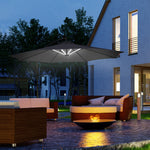 3m Led Patio Parasol W/ Solar Lights & Base | Black