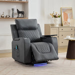 Byron Electric Riser Recliner Chair With Massage And Heat, Drink Cooler, Table | Grey