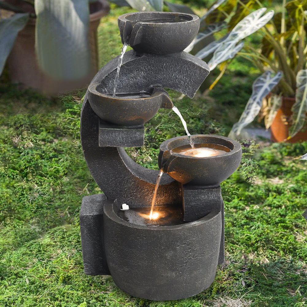 Cascading C Shaped Water Feature Garden Fountain
