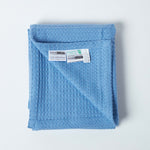 Organic Cotton Waffle Blanket/ Throw | 90cm x 112cm | Blue