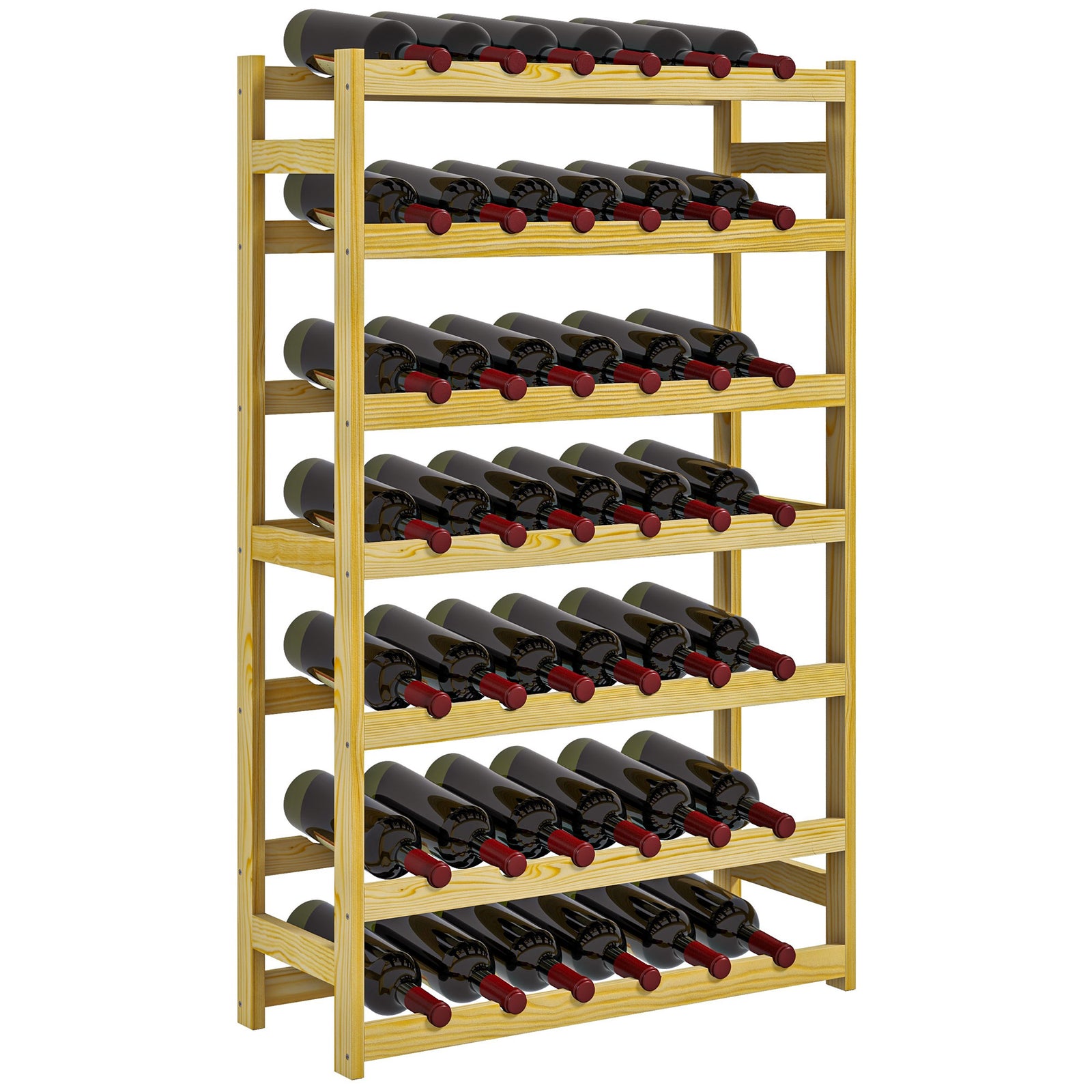 Wooden Wine Rack, 42 Bottles, 7 Tiers