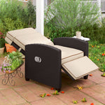 Rattan Recliner Chair, Adjustable Backrest | Khaki