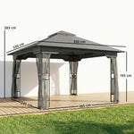 3.3 X 3.3 M Garden Gazebo With Shelves, Upf50+ Permanent Gazebo | Dark Grey