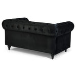 Chesterfield Scroll Arm Velvet Sofa 2 Seater | Black
