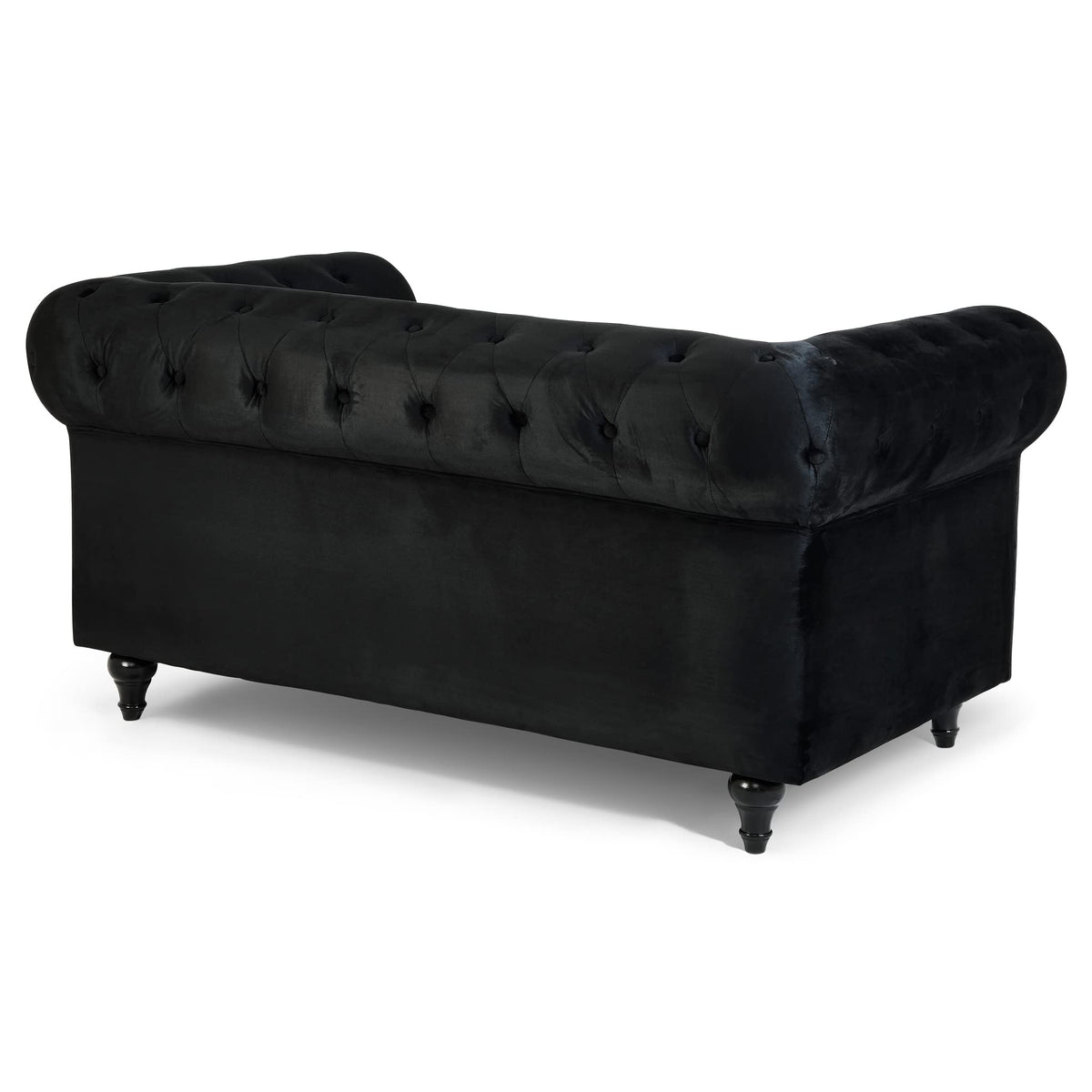 Chesterfield Scroll Arm Velvet Sofa 2 Seater | Black