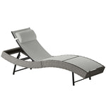 Rattan Sun Lounger With 5 Position Back, Texteline Seat | Light Grey