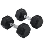 2x10kg Rubber Hex Dumbbells For Home Gym | Black