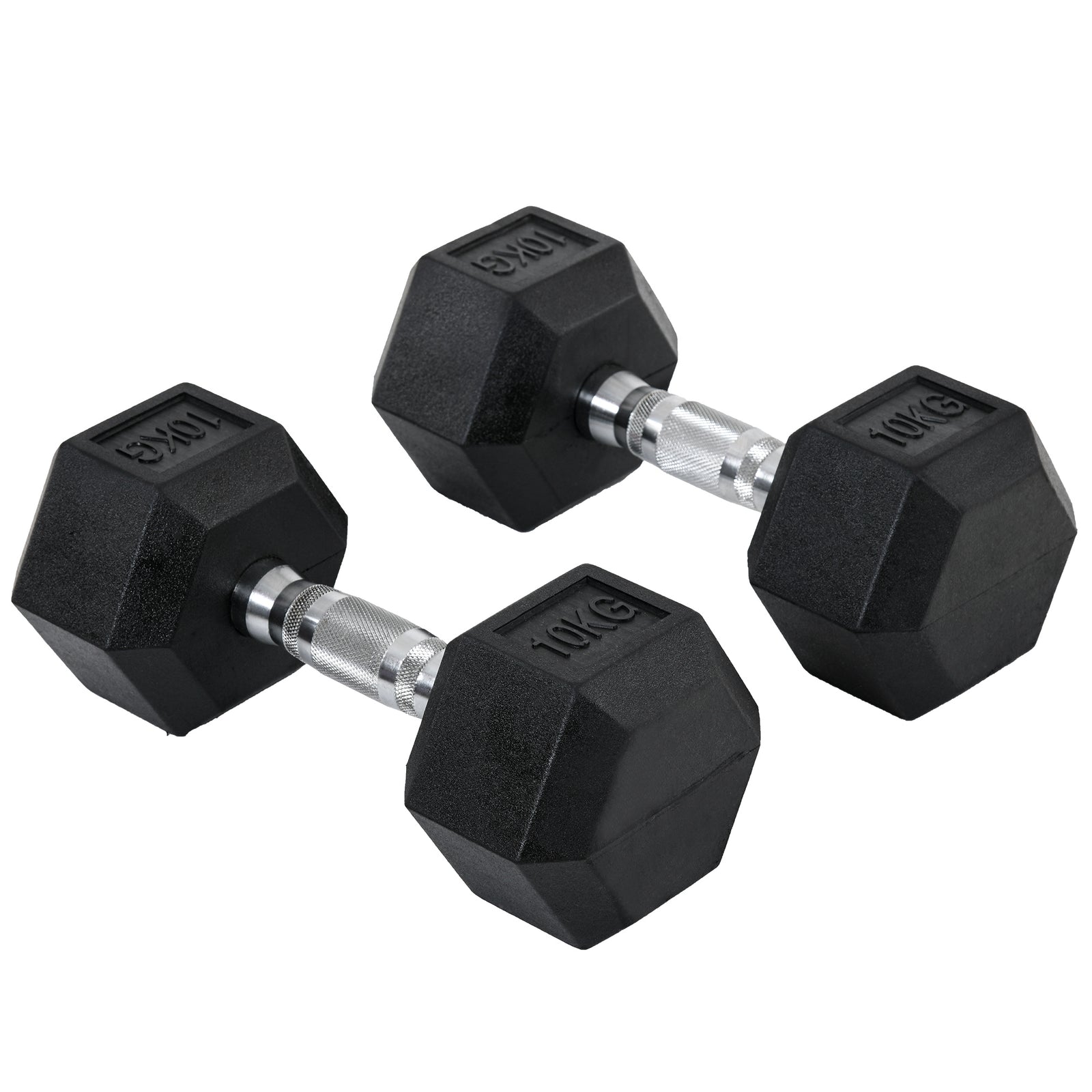 2x10kg Rubber Hex Dumbbells For Home Gym | Black